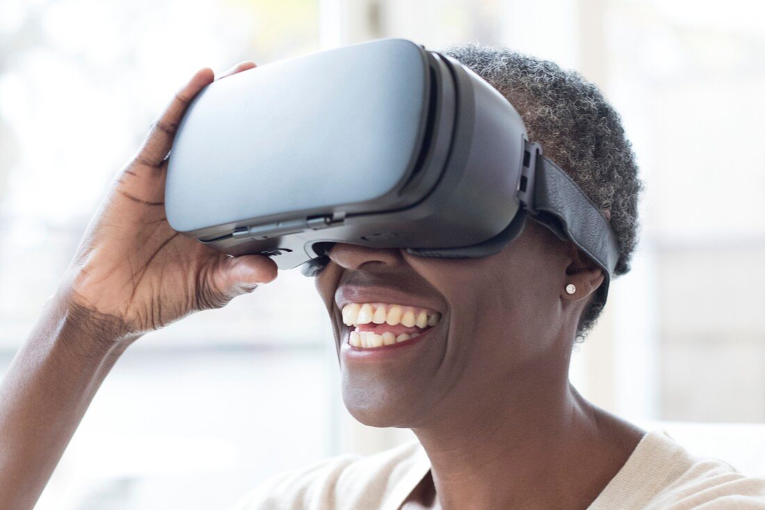 Woman wearing VR headset