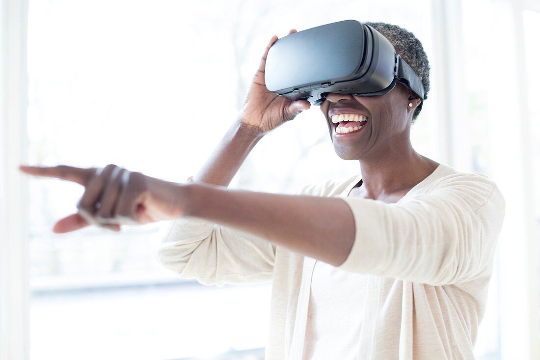 Woman wearing VR headset