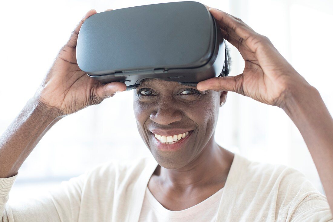 Woman wearing VR headset