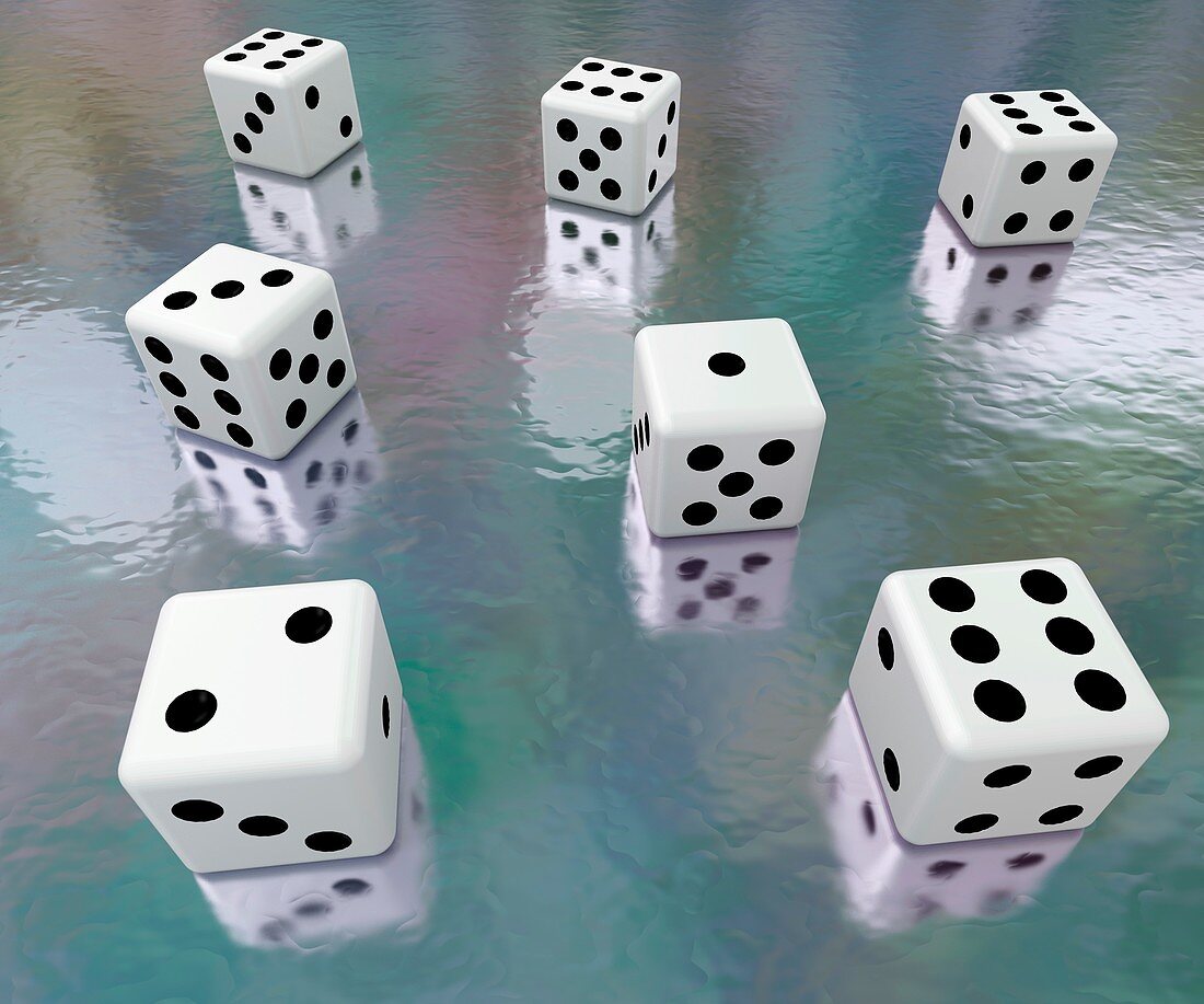 Dice and reflections, illustration
