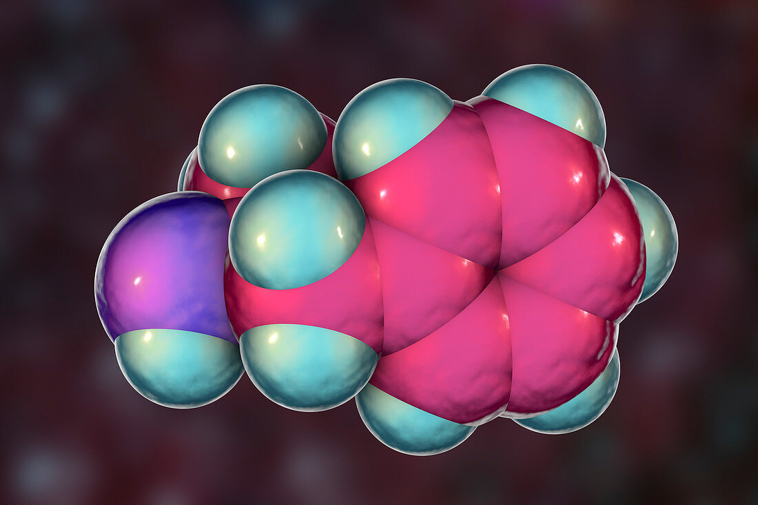 Amphetamine drug, molecular model