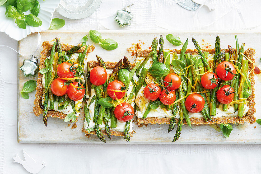 Ricotta and roasted vegetable tart