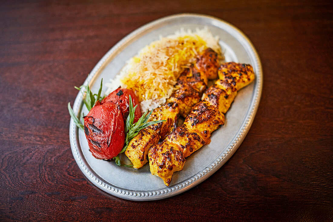 Jujeh Kabab (iranische Hähnchenspiesse)