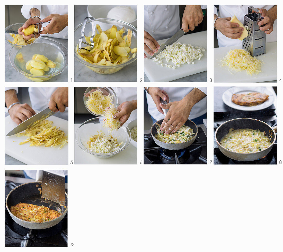 Kartoffelschalen-Käse-Frittata zubereiten