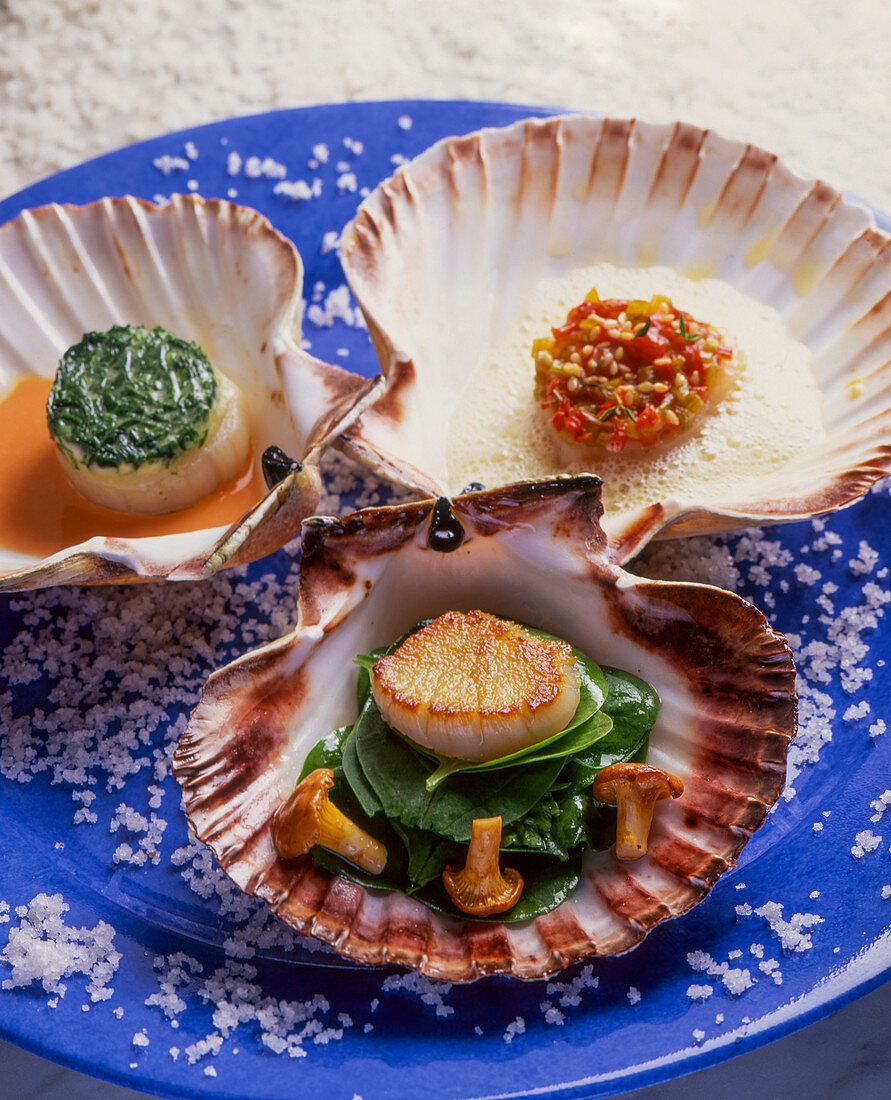 A trio of fried scallops