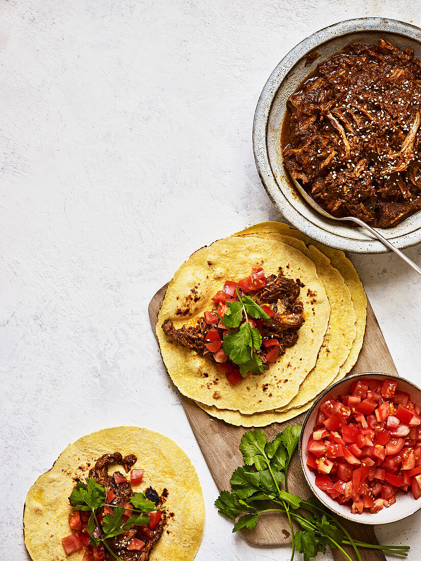 Pull-apart chipotle and coffee pork mole