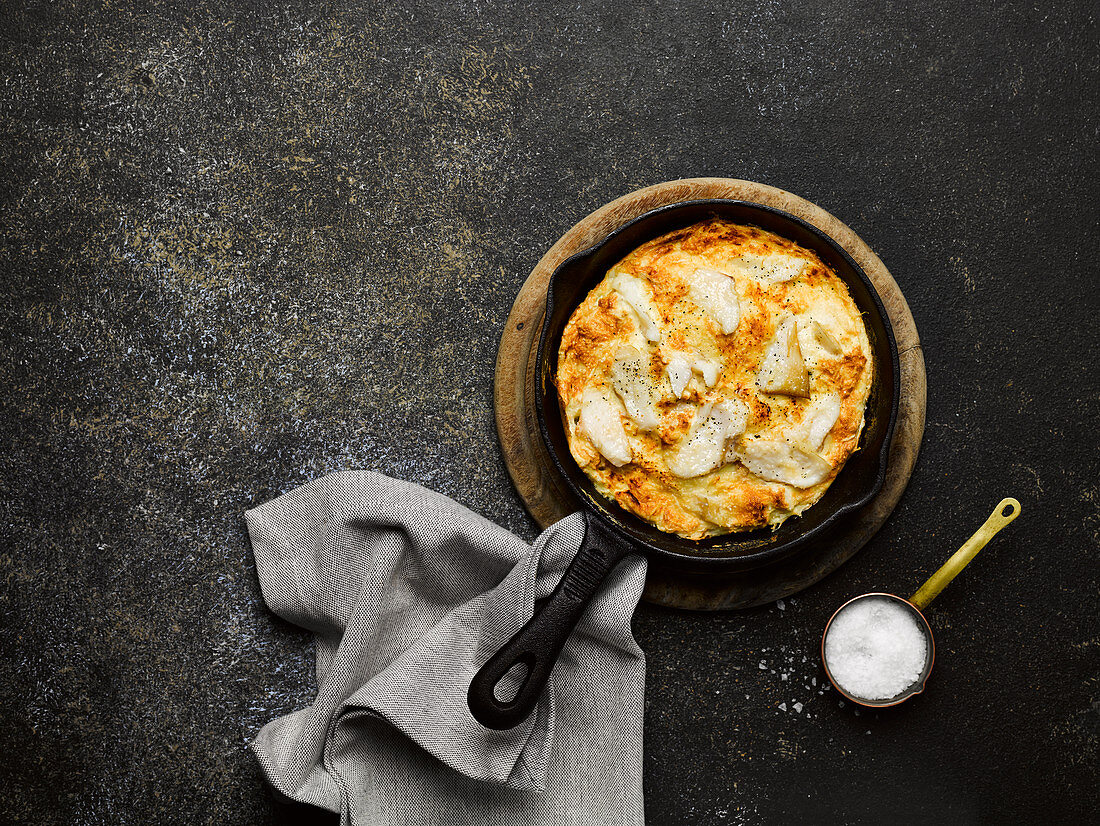 Omelette with smoked haddock and gruyere