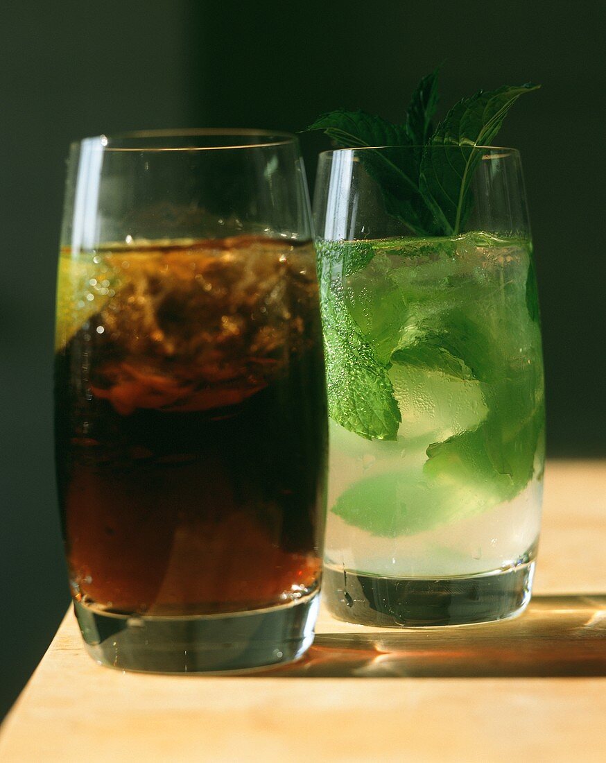 Cuba libre and Mojita (long drinks from Cuba)