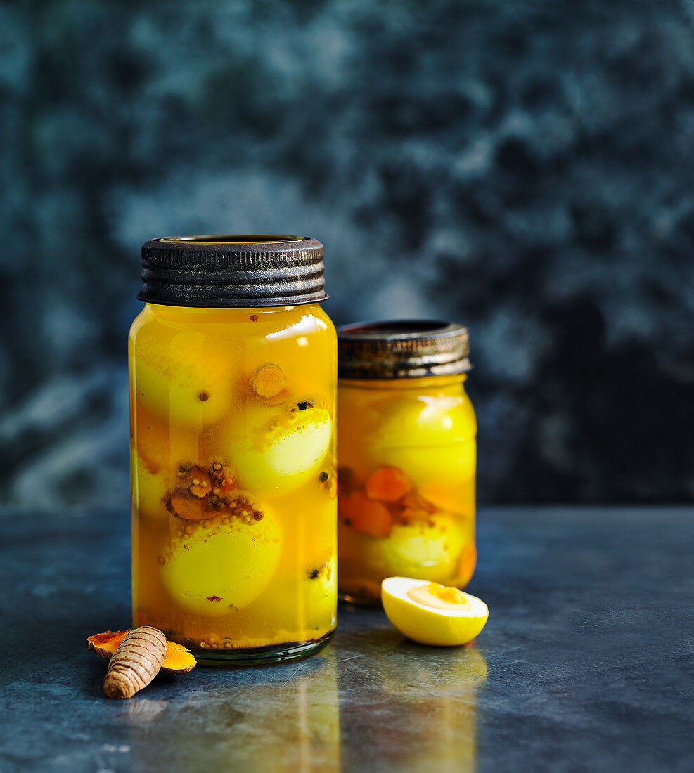 Turmeric pickled eggs