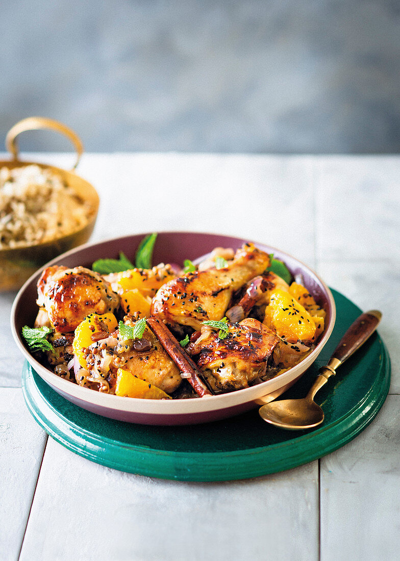 Turkish orange chicken with cinnamon