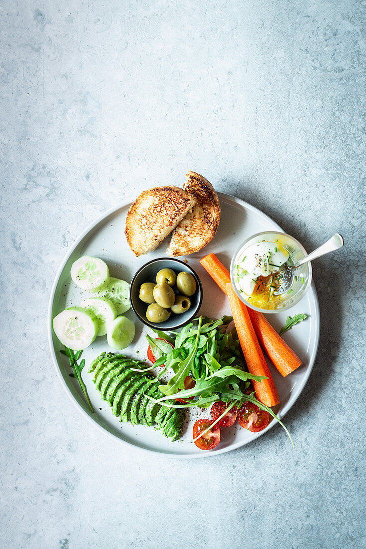 Breakfast plate with eggs in a glass