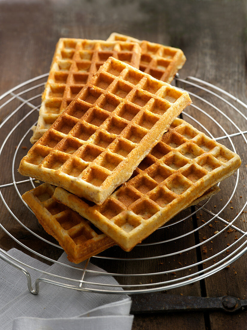 Waffles on a cooling grid