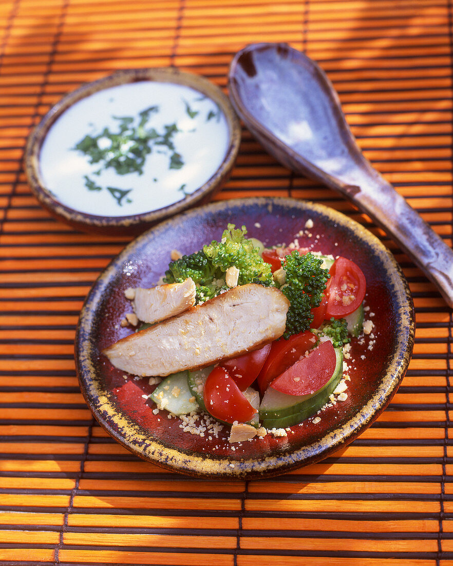 Vegetables salad with chicken breast