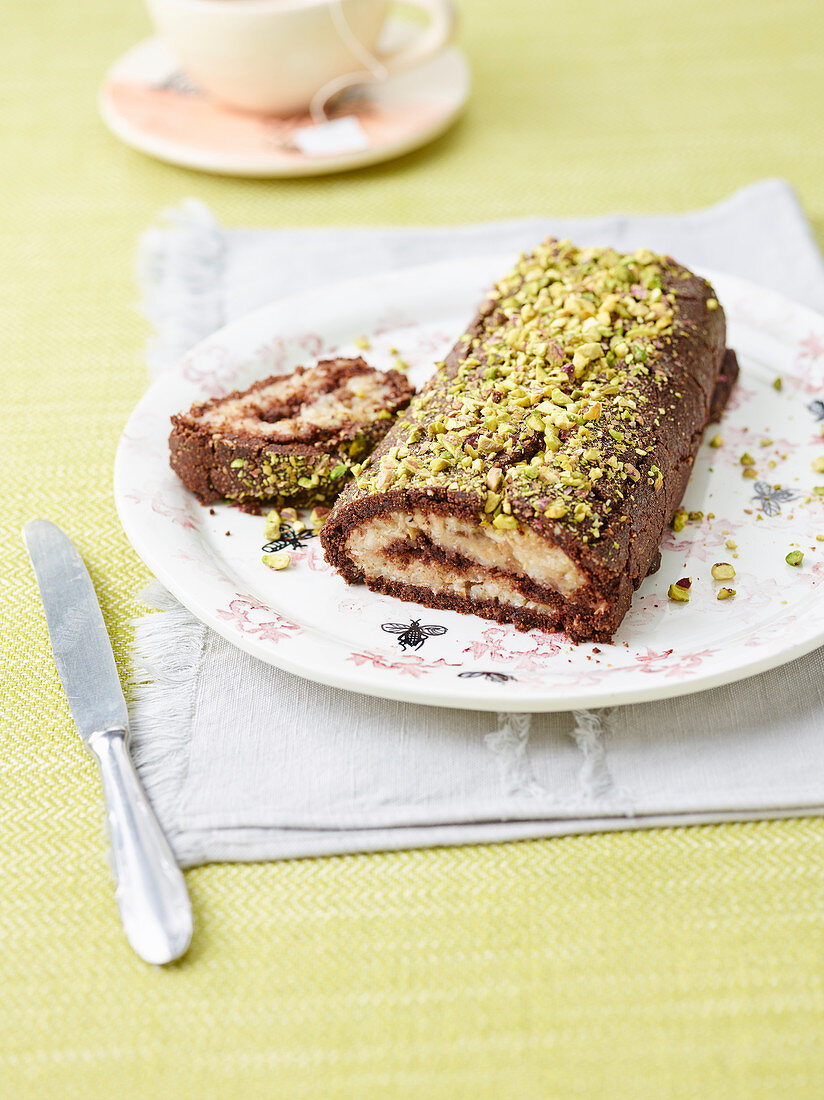 Reisroulade mit Kakao und Milchreisfüllung