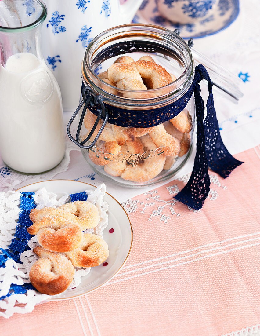 Homemade biscuits in a flip-top jar