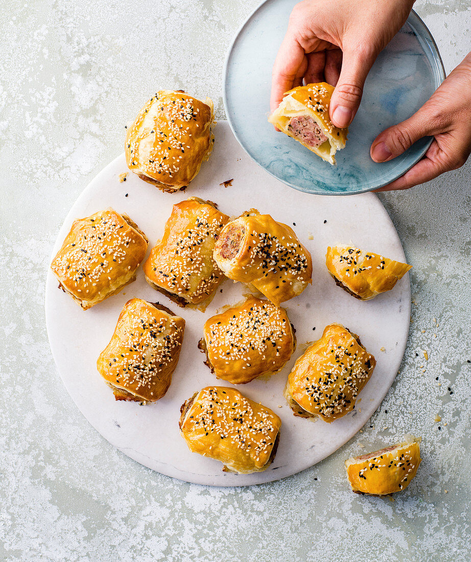 Sausage Rolls mit Lammhackfüllung