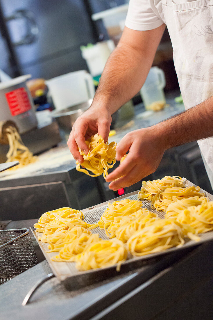 Making tagliatelle