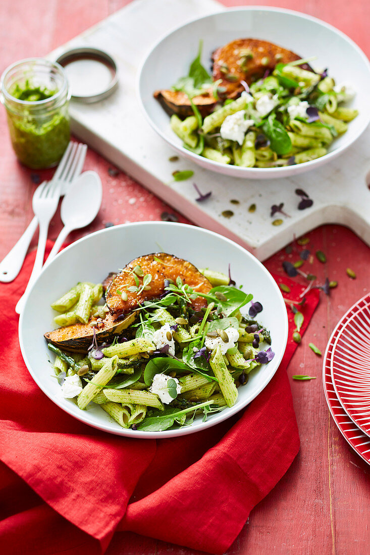 Pesto pumpkin penne