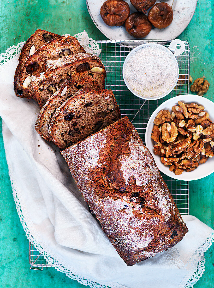 Fruit and nut bread with figs