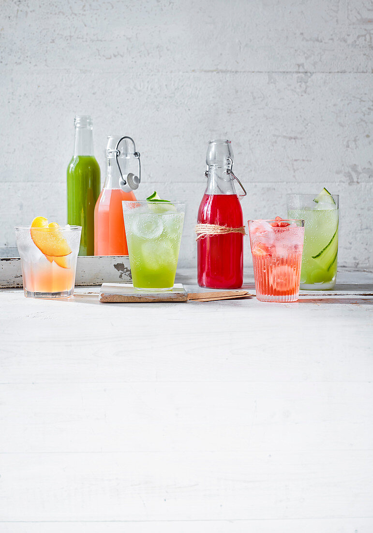 Soft drinks and spritzes with summery syrups