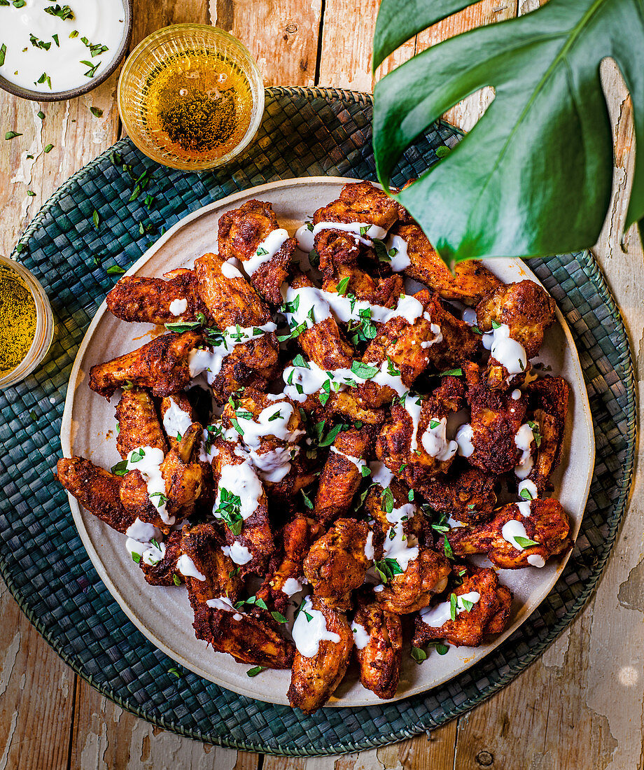 Indian chicken wings with yoghurt sauce