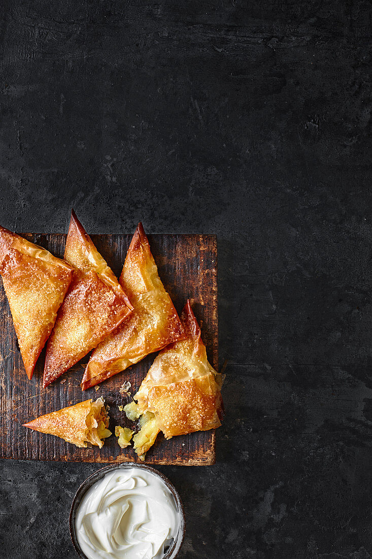 Dulce de leche and apple filo turnovers