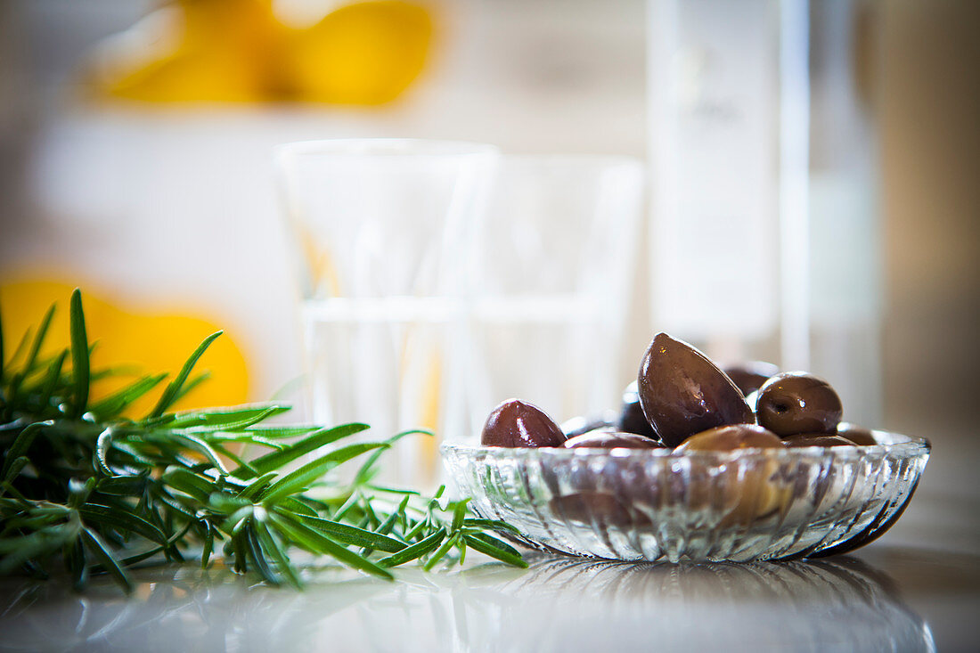 Black olives with rosemary