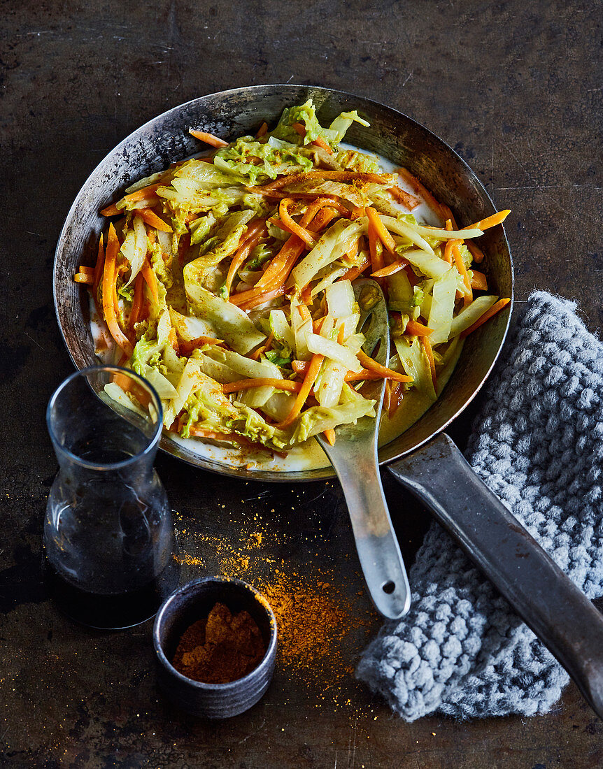 Ayurvedic Chinese cabbage stir fried with coconut milk