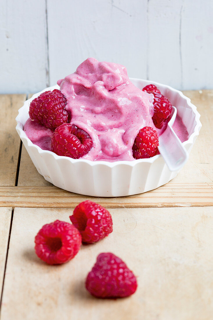 Raspberry and banana ice cream