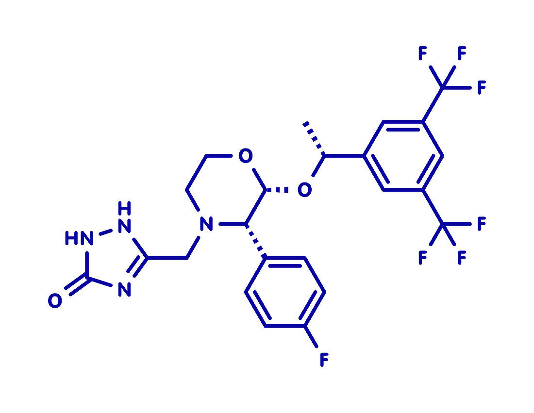 Aprepitant antiemetic drug, molecular model