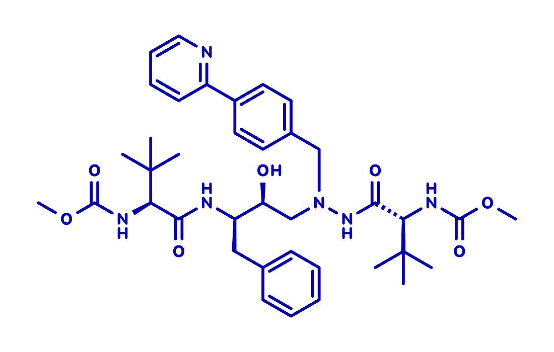 Atazanavir HIV drug, molecular model