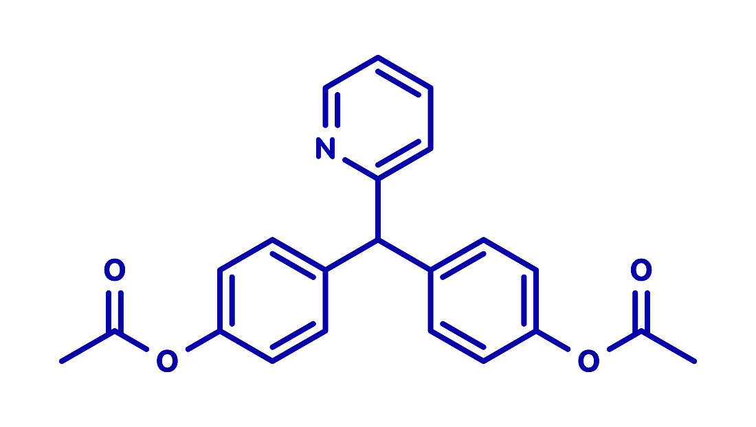 Bisacodyl laxative drug, molecular model