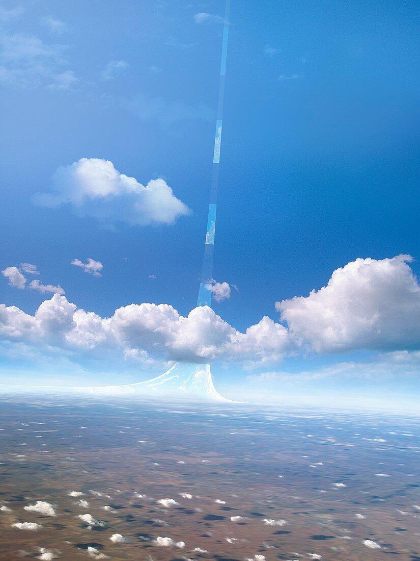 View from the surface of a 'ringworld', illustration