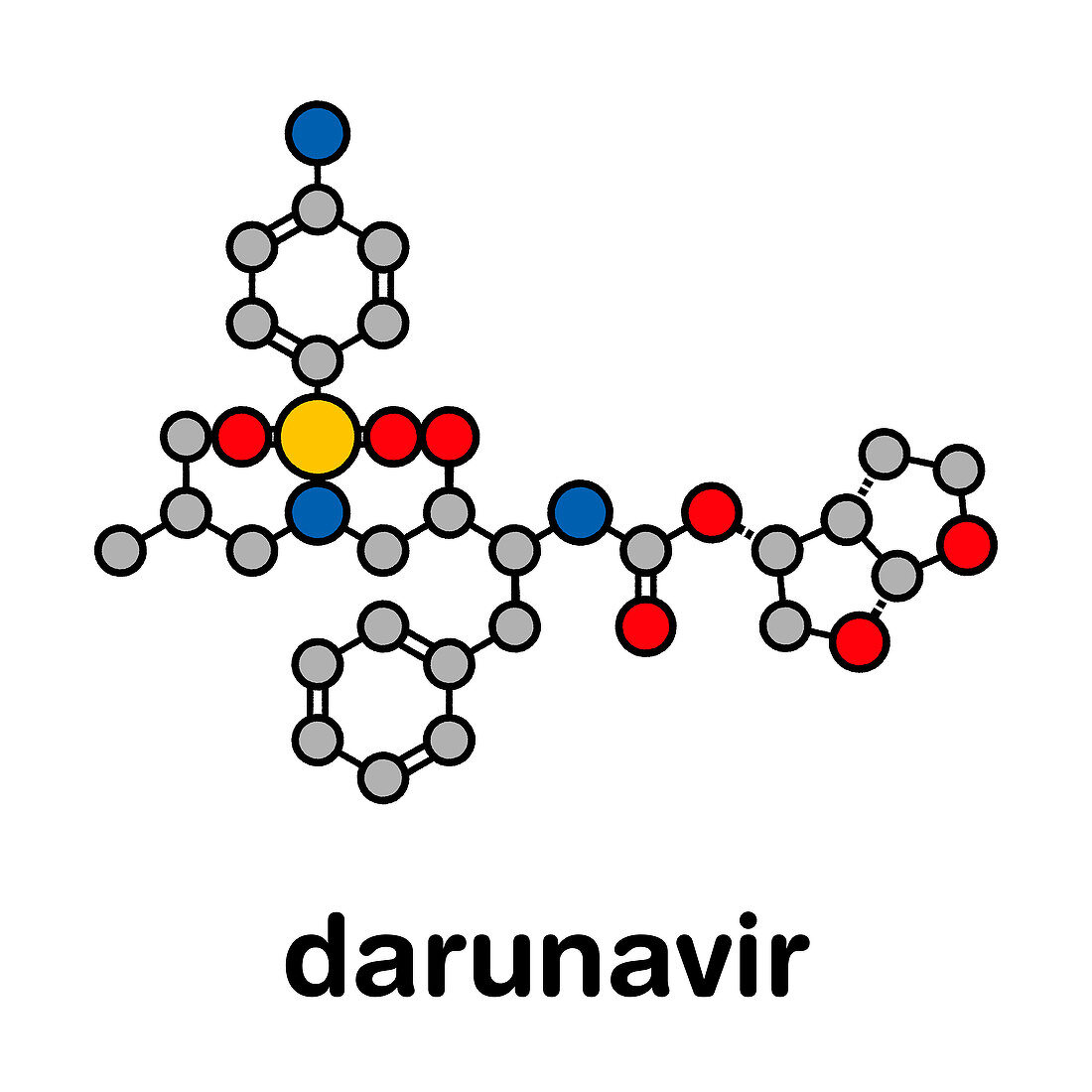 Darunavir HIV drug, molecular model