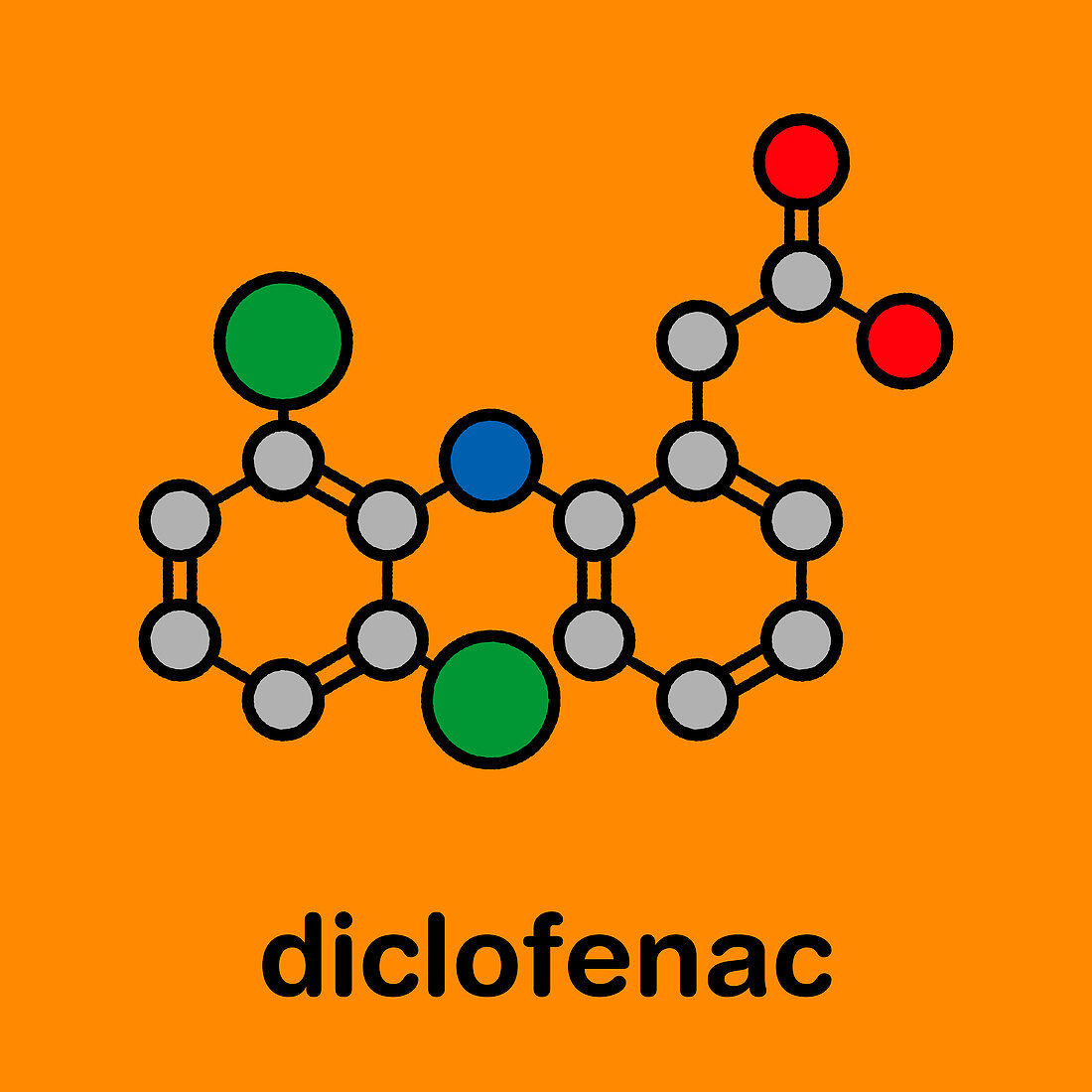 Diclofenac pain and inflammation drug, molecular model