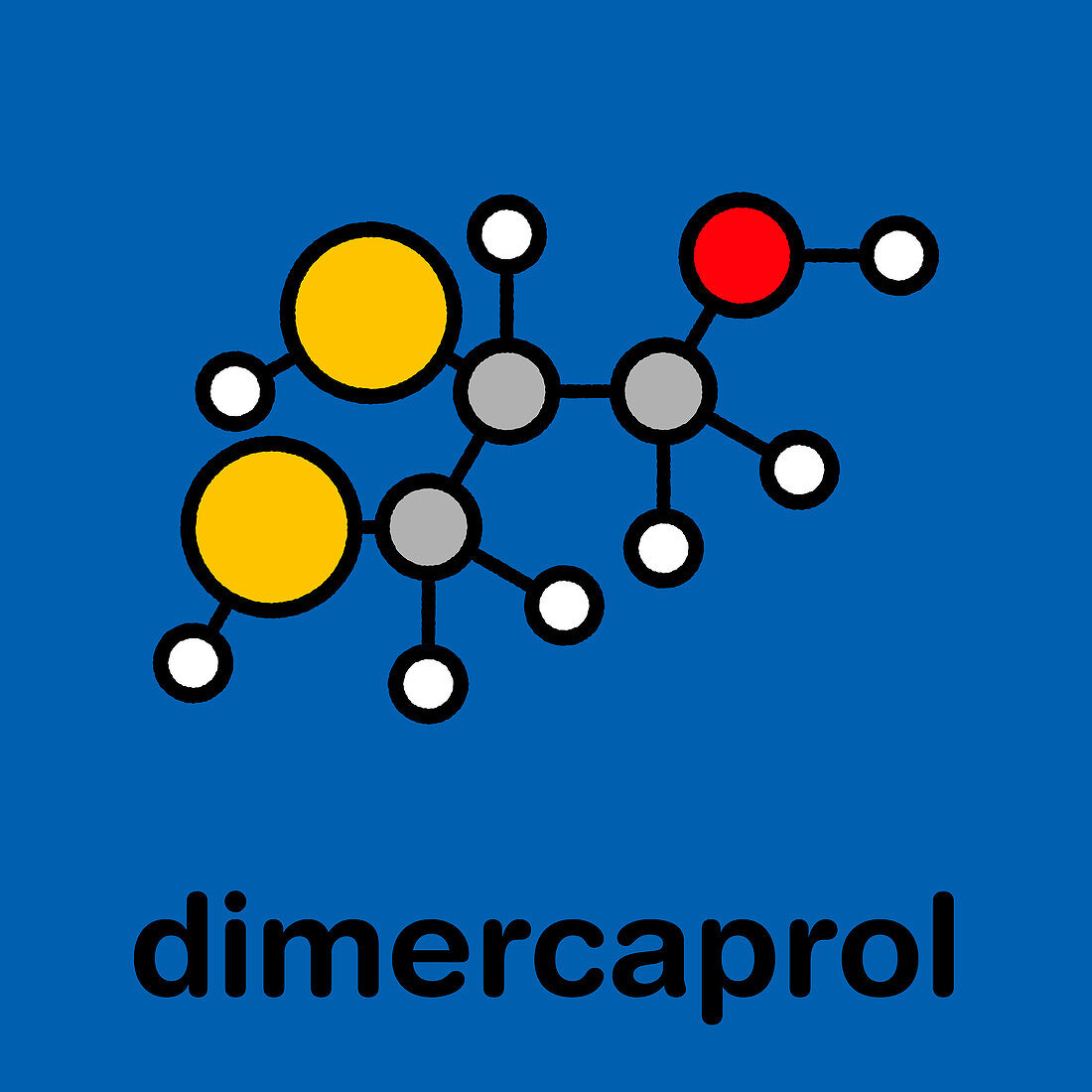 Dimercaprol metal poisoning antidote, molecular model