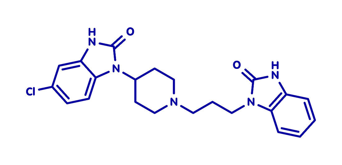 Domperidone nausea and vomiting drug, molecular model