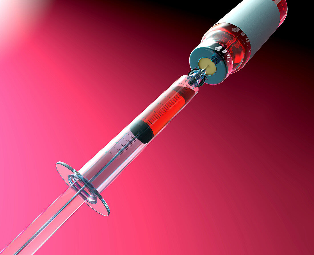 Filling syringe, illustration