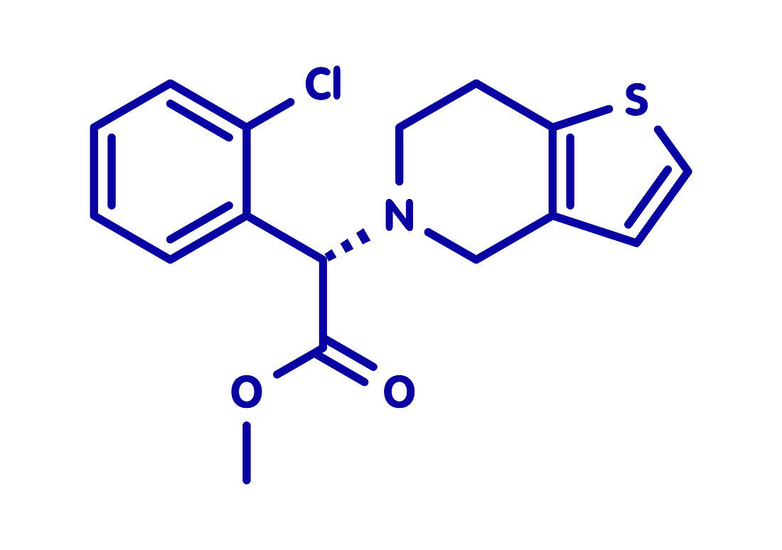 Clopidogrel antiplatelet agent, molecular model