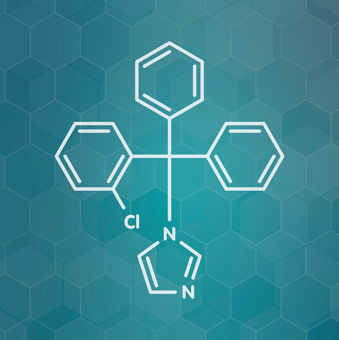 Clotrimazole antifungal drug, molecular model