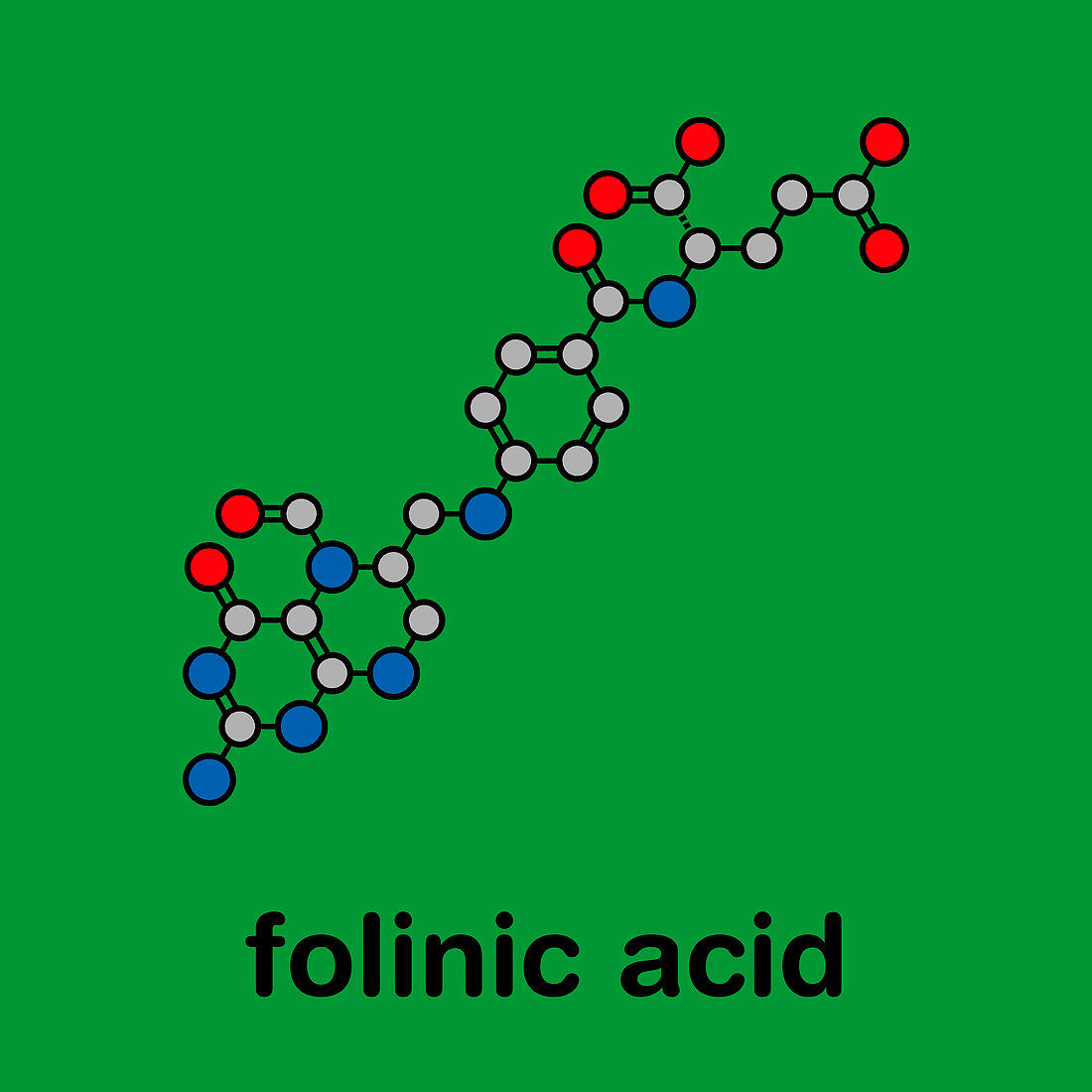 Folinic acid chemotherapy drug, molecular model