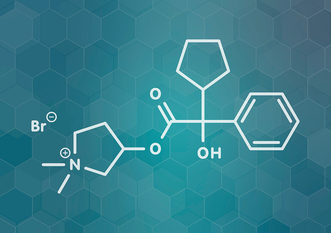 Glycopyrronium bromide COPD drug, molecular model