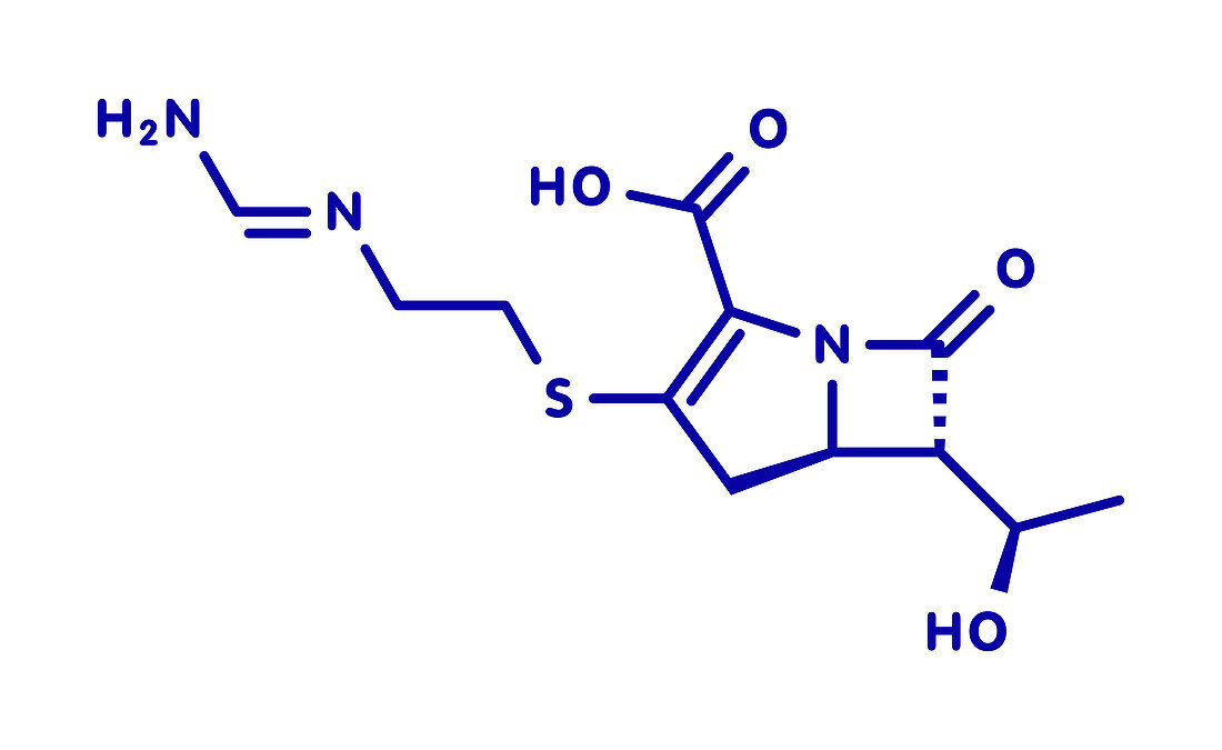 Imipenem antibiotic drug, molecular model