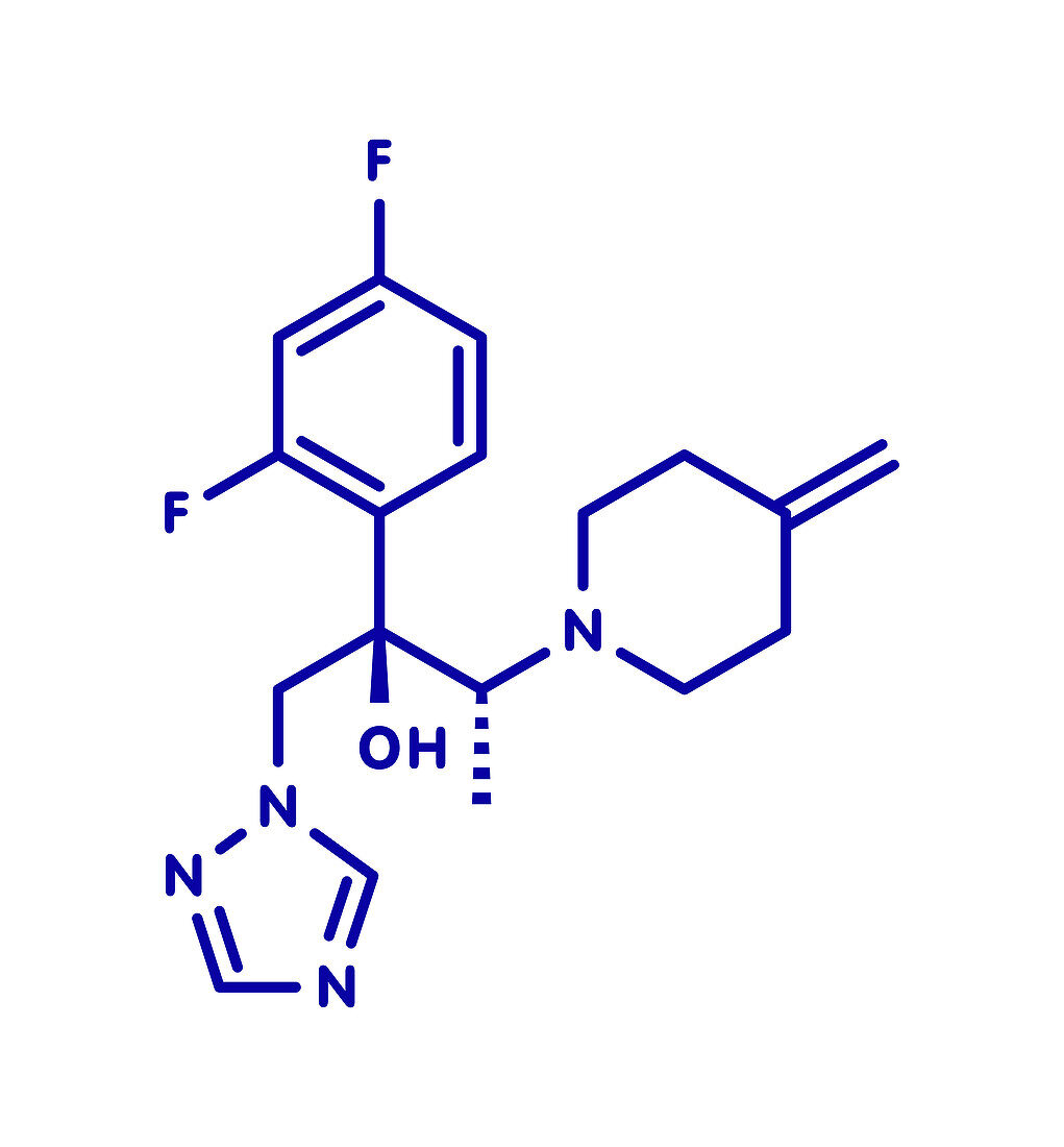 Efinaconazole antifungal drug, molecular model