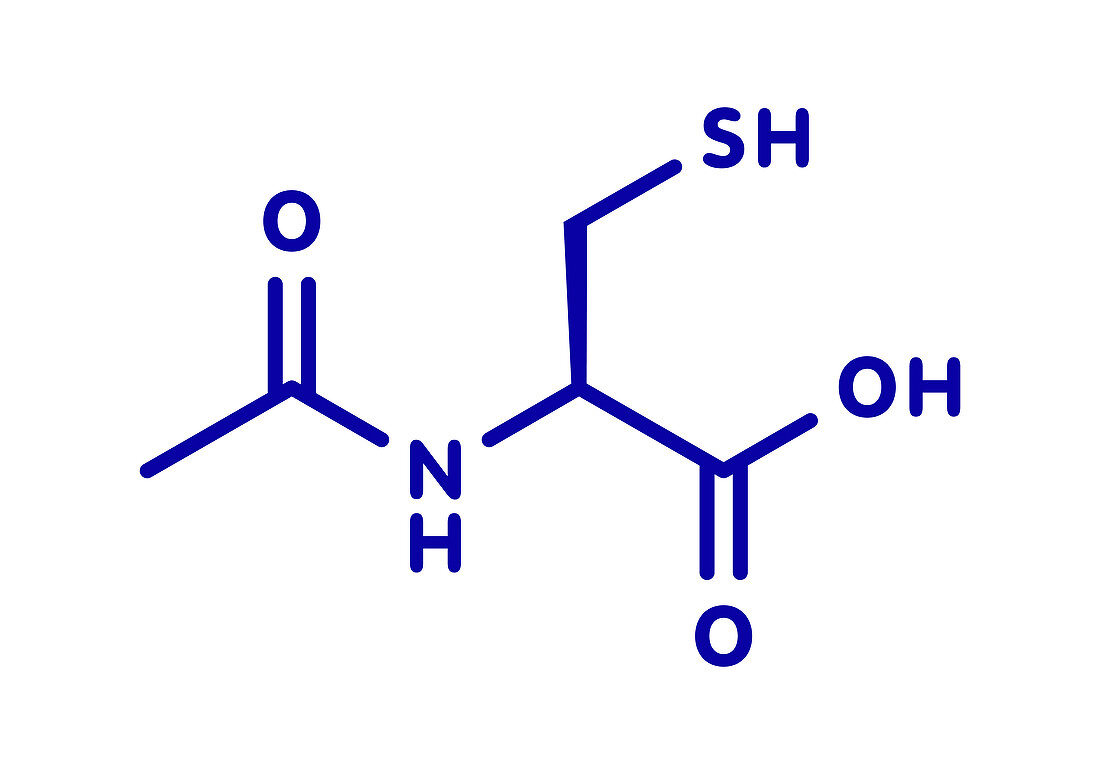 Acetylcysteine mucolytic drug, molecular model