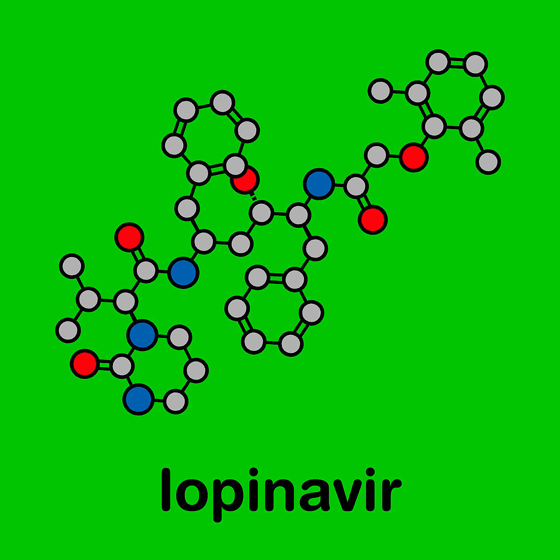 Lopinavir HIV drug, molecular model