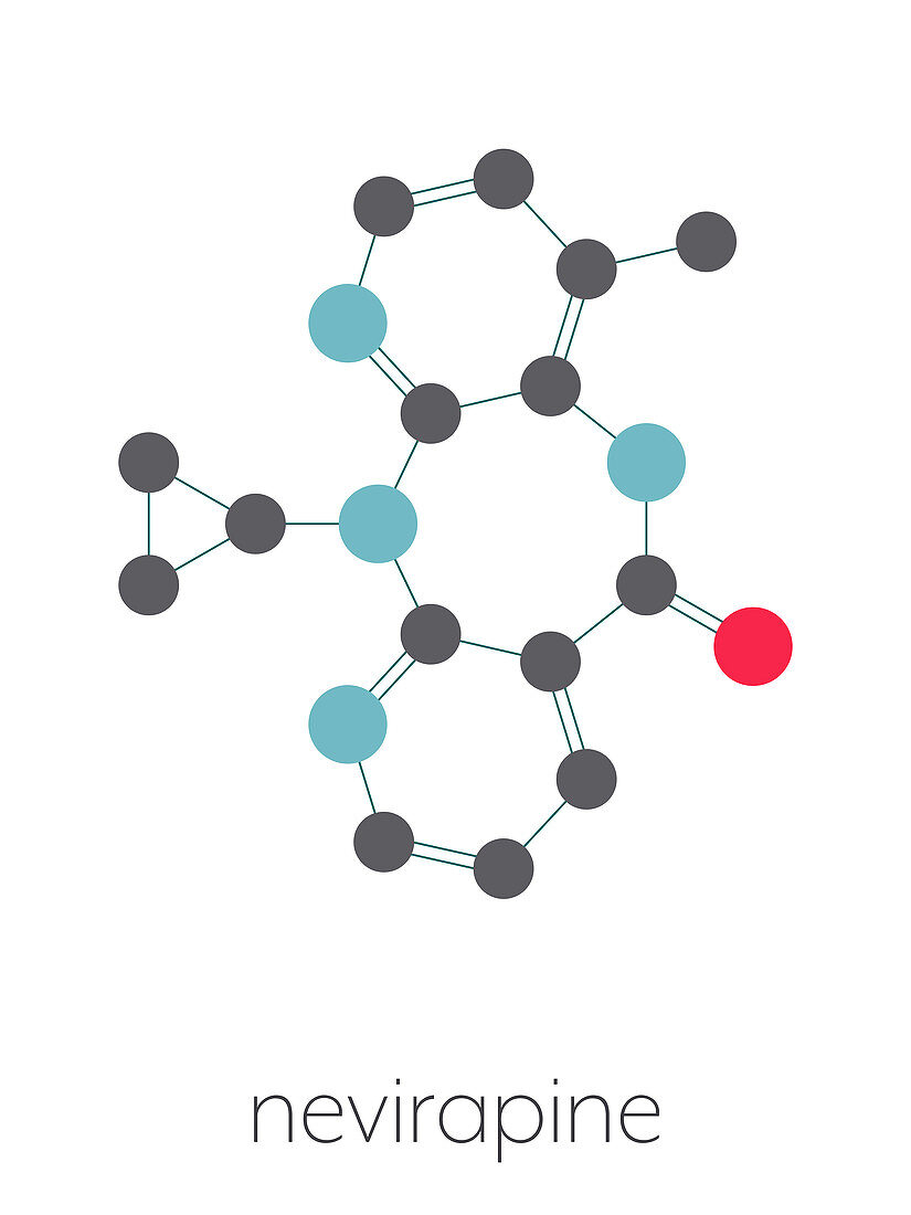 Nevirapine HIV drug, molecular model