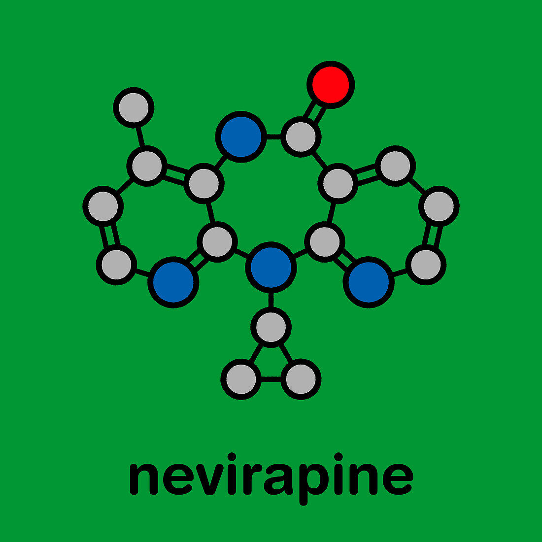 Nevirapine HIV drug, molecular model