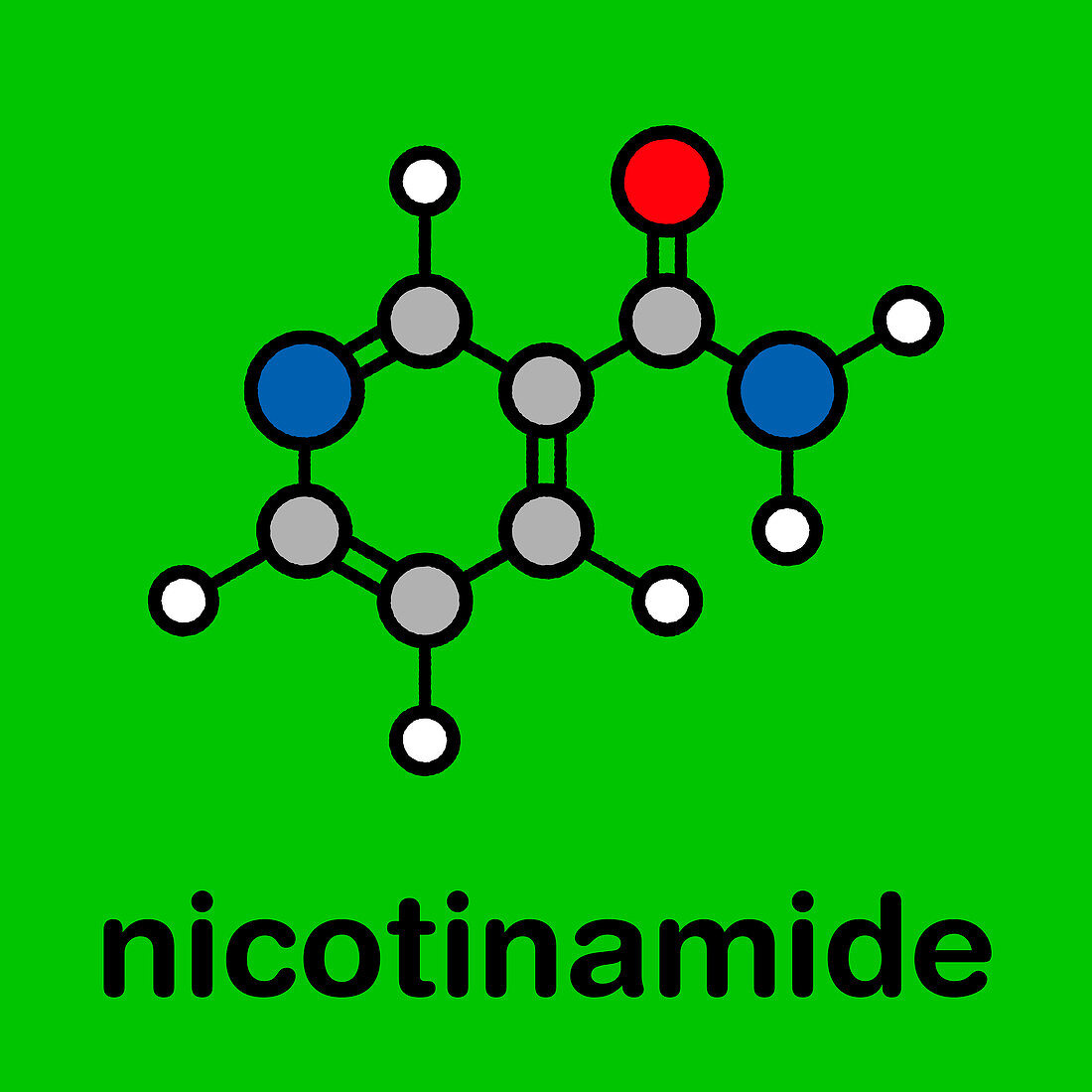 Nicotinamide drug and vitamin, molecular model