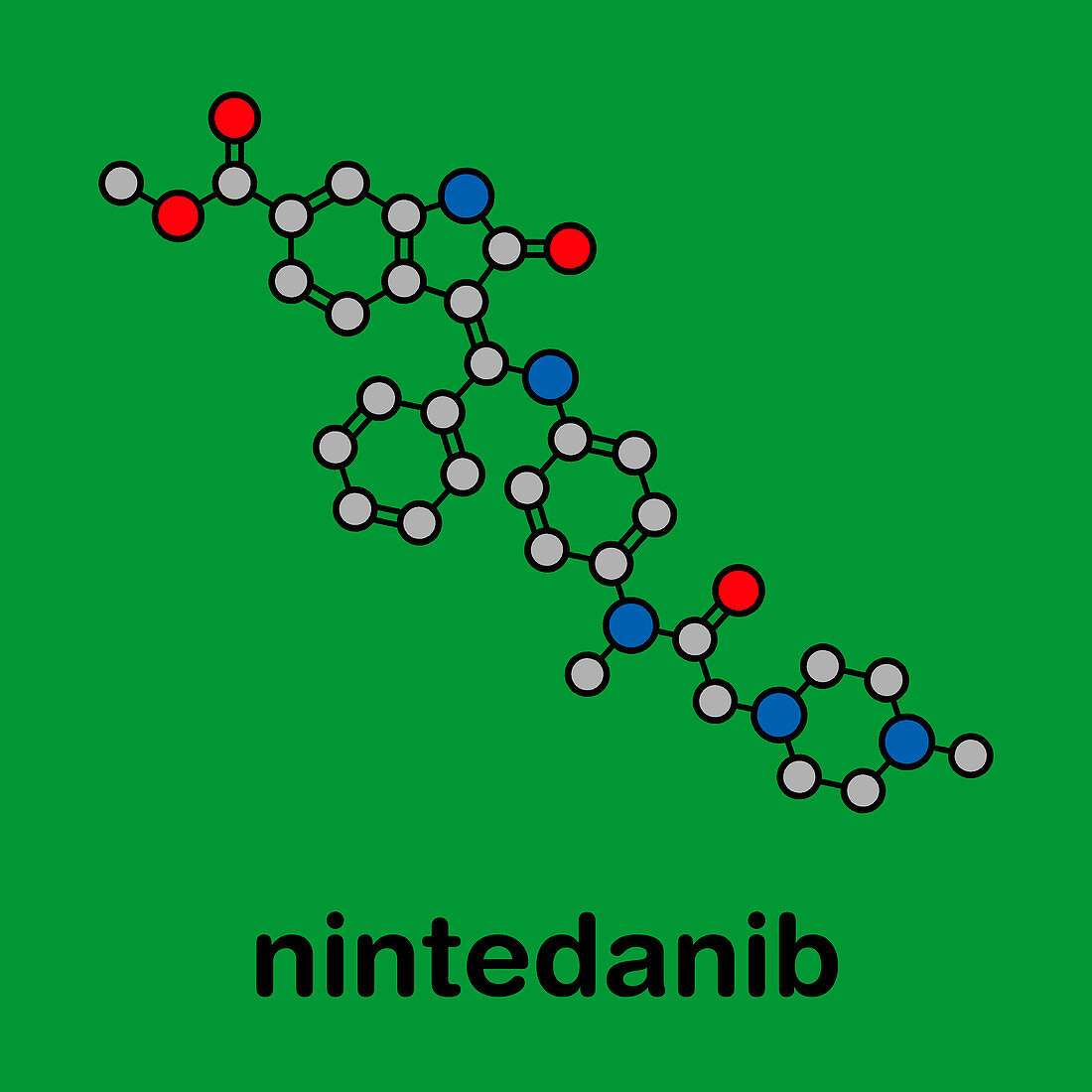 Nintedanib cancer drug, molecular model